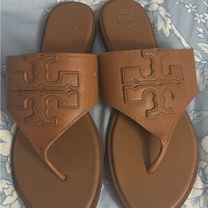 Tory Burch Tan Leather Thong Sandals